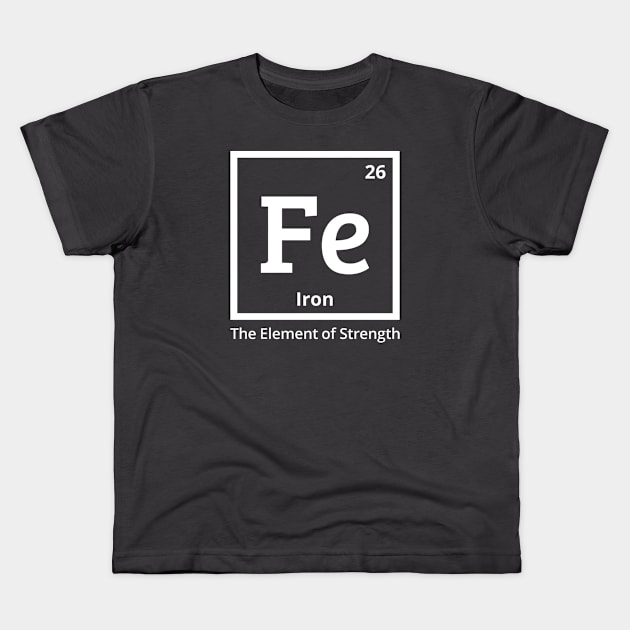 Minimalistic Fe (Iron) Design with "The Element of Strength Kids T-Shirt by Magicform